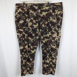 Kut from the Kloth Camo Brown Green Skinny Cropped Jeans Womens Plus Size 16W